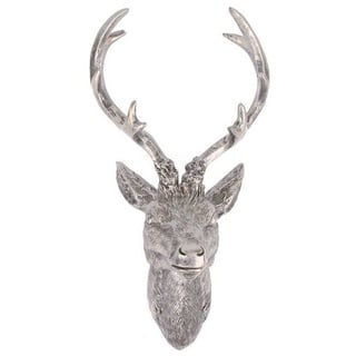 LINDER EXCLUSIV Hirschgeweih 10 Ender in Silber Hirschkopf Wand Deko Jagd Geweih 20 x 30cm