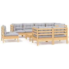 vidaXL Garten-Lounge-Set 9-tlg. grau Kiefer