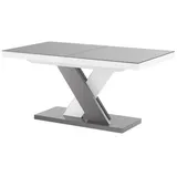 designimpex Esstisch, Weiß Hochglanz, Grau, Holzwerkstoff, 160x75x89 cm, Esszimmer, Tische, Esstische