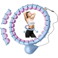 Smart Hoop Reifen Erwachsene Mit Gewicht Kugel,Ultra Leiser Hoola Hoop zum abnehmen Mit 32 Abnehmbaren Segmenten,Hullahub Reifen Zum Abnehmen Max Taillenumfang 165cm(Blaulila)
