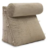 eloneo Rückenkissen Bett/Sofa mit Abnehmbarer Nackenrolle und Seitentasche, Lesekissen