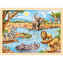 goki Einlegepuzzle »afrikanische Savanne«, Holz, 96 Teile