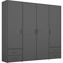 Rauch Drehtürenschrank RAUCH "Kleiderschrank Schrank Garderobe Wäscheschrank VOYAGER", grau (graumetallic), B:187cm H:194cm T:53cm, Holzwerkstoff, Schränke, Drehtürenschrank, moderne Griffe in Graumetallic mit Außenschubkästen MADE IN GERMANY
