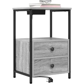 vidaXL Nachttisch mit Ladestation Grau Sonoma Holzwerkstoff
