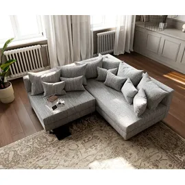 DeLife Ecksofa Clovis Hellgrau Strukturstoff Ottomane Rechts Modulsofa