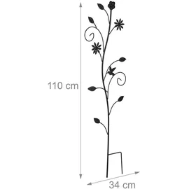 Relaxdays Rankhilfe Blumendesign 110 x 34 cm Schwarz