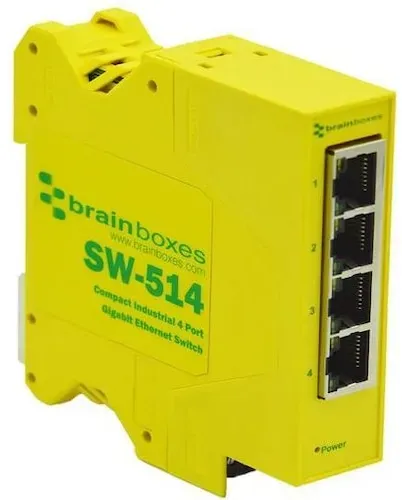 Brainboxes Compact Industrial 4 Port (4 Ports), Netzwerk Switch