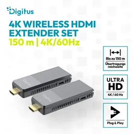 Digitus 4K Wireless HDMI Extender Set, 150 m 4K/60Hz