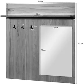 MASSIVMOEBEL24.DE Wandgarderobe Montreux Lux 110 x 17 x 110 cm Braun