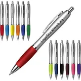 Schmalz Werbeservice Kunststoff Kugelschreiber Cardiff inkl. Druck mit Werbung/Logo/Druck/Werbedruck Kugelschreiber bedruckt Digitaldruck mehrfarbig (Menge: 100 Stück, grün)