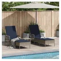 vidaXL Sonnenliege 3 Grau und marineblau klappbar 200 x 60 x 30 cm