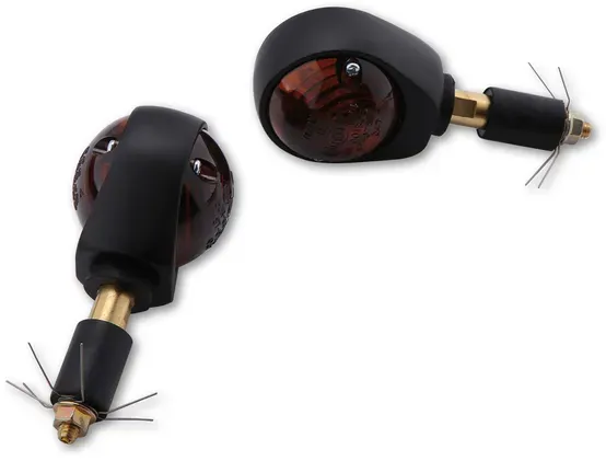HIGHSIDER Smart Ochsenauge Bulb Bar End Blinker Körper Schwarz / Linse getönt (Paar), vorne & hinten, gelb