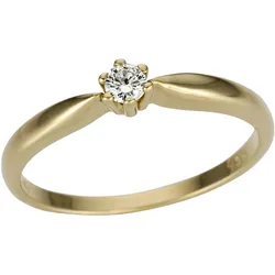 Solitärring FIRETTI "Schmuck Geschenk Gold 750 Damenring Verlobungsring Goldring Solitär" Gr. 16, gold (gelbgoldfarben), Fingerringe, Damen, 16, 0,1 ct LR = lupenrein, Gelbgold 750-Diamanten, Gelbgold 750, Diamanten, mit Brillant