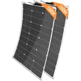 2pcs 100Watt Solarpanel Flexibel 18V Monokristallin Solarmodul Solarzelle Photovoltaik Solarladegerät Solaranlage mit Ladekabel für Wohnmobil Boot 12V Batterien