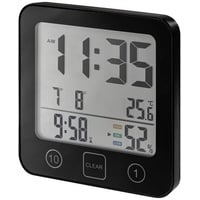 Conrad Bad und Küchenuhr mit Timer, Thermo-Hygrometer digital Timer Schwarz IP54