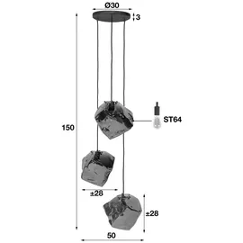 KAWOLA Pendelleuchte EDESSA Hängelampe 3-flammig Glas silber