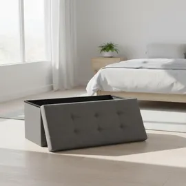 Relaxdays Sitzbank Truhenbank Dunkelgrau 76 x 38 x 38 cm