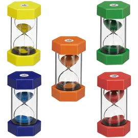 Relaxdays XXL Sanduhren Set, für Kinder, Zeit lernen, 1 min, 5 min, 10 min, 15 min, 30 min, bruchsicher, bunt