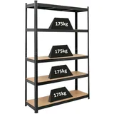 Proregal Schwerlastregal Ragnar für Gesamtlast 875 kg HxBxT 180 x 120 x 40 cm Schwarz Kellerregal Steckregal Garagenregal Lagerregal