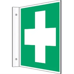 Fahnenschild Erste Hilfe, ISO 7010, Kunststoff, 200x200 mm