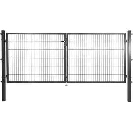 Arvotec Zaundoppeltür ESSENTIAL, Breite: 300 cm, Höhe: 80 - 200 cm, zum Einbetonieren grau 300 cm x 120 cm
