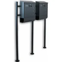 BITUXX Doppelstandbriefkasten Dunkelgrau inkl. Zeitungsfach