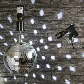 satisfire Discokugel Set Mobile Party Kit - 20cm Kugel Motor Spot Stativ