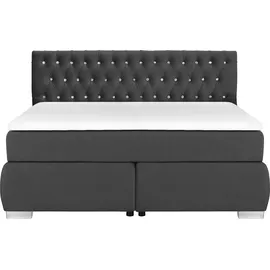 LEONIQUE Boxspringbett LEONIQUE "Rumba", grau (dunkelgrau), B:170cm L:213cm, Samtoptik (100% Polyester), Komplettbetten, Boxspringbett Seniorenbett Polsterbett, Taschenfederkern-Matratze in Härtegrad 3, in 4 Breiten, incl. Topper