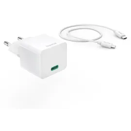 Hama Schnellladegerät mit Ladekabel USB-C PD 20 W 1 m Weiß