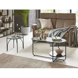 Haku-Möbel Couchtisch oval Schwarz Sicherheitsglas 90 x 42 x 49 cm