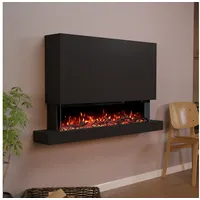 GLOW FIRE Elektrokamin Clear Wall XL Wandkamin mit 3D Feuer und Heizung (Thermostat), Elektrischer Kamin mit APP Steuerung, Heizleistung (900- 1800 W) schwarz