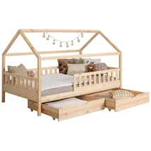 TICAA Hausbett Kay 140 x 200 cm Kiefer braun