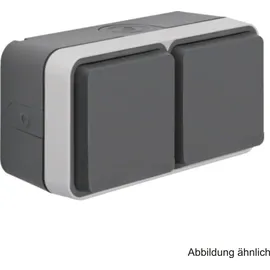 Berker 47753525 Steckdose 2fach waagerecht mit Klappdeckel, 4 Schieber, W.1,grau