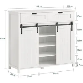 SoBuy Küchenschrank Sideboard mit Schiebetür Buffet Kommode Weiß FSB74-W