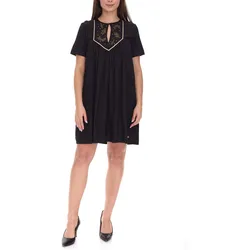 Les Tropeziennes Damen Tunika-Kleid mit Metallic-Perlchen Sommer-Kleid 242-0132 Schwarz - S