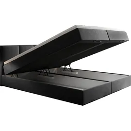 Trada Boxspringbett 180x200 mit Bettkasten Bonell H3 mit Topper Dunkelgrau -