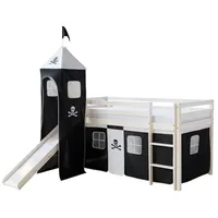Homestyle4u Hochbett 90x200 Weiß Vorhang Pirat 1550