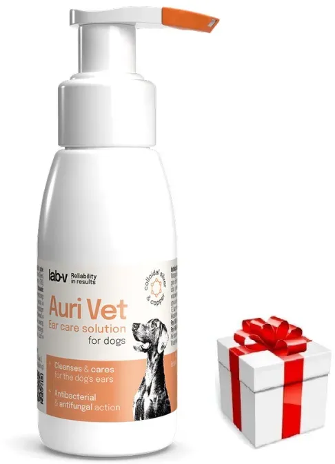 Auri Vet – Ohrpflegepräparat für Hunde 75 ml + Überraschung für den Hund