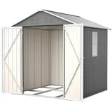 Thanaddo Metall Gerätehaus Gartenhaus 185x182x191cm, Geräteschuppen mit Fenster & Satteldach, wetterfest Gartenschuppen Inkl. Metallfundament (ohne Boden) für Outdoor Garten Terrasse, Grau