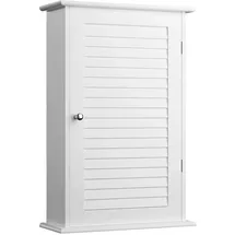 Bakaji Schrank Schrank für Badezimmer, Wand, Einzeltür, Zwei Etagen, modernes Design, platzsparend, Innenregale, Holz, Farbe: Weiß, Maße: 40 x 6 x 60 cm