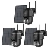 COOAU Überwachungskamera 3 Stück 2K 3MP Überwachungskamera Aussen Akku Solar PTZ 355°/90° (Aussen, Außenbereich, außen, IP Kamera Überwachung Außen,Kabellos WLAN Kamera Outdoor, mit Akustischer und optischer Alarm PTZ 2K-Farb-Nachtsicht, Ton- und Lichtalarm,APP-Alarm-Push,Customize Alert Zone)