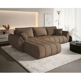 cornero Eckcouch 3-Sitzer Textil L-Form Braun