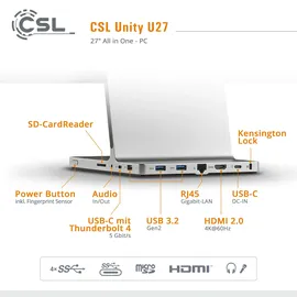CSL All-in-One-PC Unity U27 2023 27" Full HD Intel Core i5 4,4 GHz 64 GB RAM 1000 GB SSD Intel Iris Windows 11 Pro