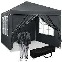 Woltu Faltpavillon 3 x 3 m inkl. 4 Seitenteile Anthrazit