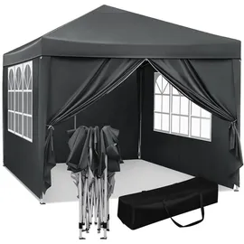 Woltu Faltpavillon 3 x 3 m inkl. 4 Seitenteile Anthrazit