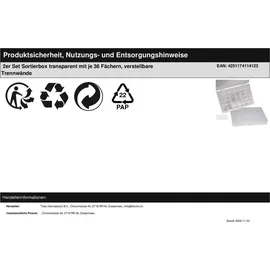 Workplus 2er Set Kleinteilemagazin Sortimentskasten mit je 36 Fächern verstellbar)