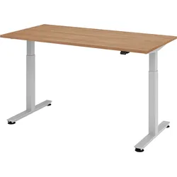 bümö elektrisch höhenverstellbarer Schreibtisch Nussbaum 160x80 cm - Schreibtisch höhenverstellbar elektrisch, elektrischer Schreibtisch & Gaming