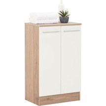 Sconto Pelipal Badezimmerschrank Quickset 380 in Sanremo Eiche Terra quer Nachbildung, 50 cm breit | weiß - Maße B: H: 81 T: 33.0