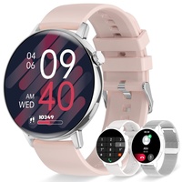 Erkwei Smartwatch Damen mit Bluetooth Anrufe 1,32 Zoll Touchscreen Damenuhr für iPhone Android Fitnessuhr Damen mit Schrittzähler Herzfrequenzmonitor Schlafmonitor SpO2-Überwachung