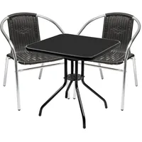 Mojawo Bistro Sitzgarnitur 3-tlg. Schwarz/Silber